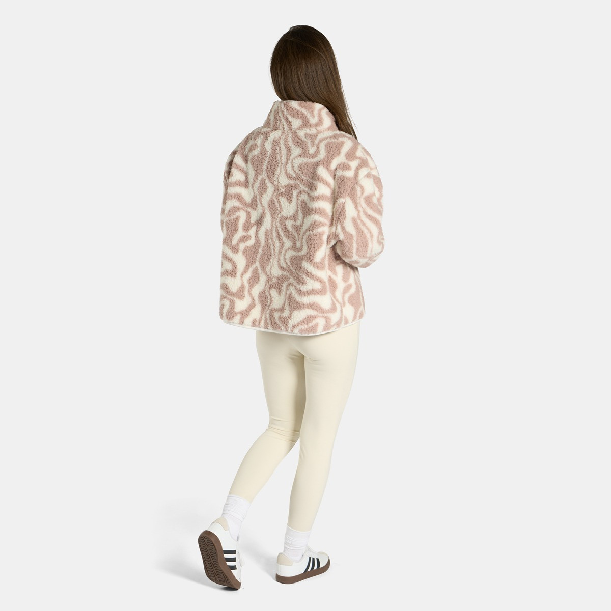 OHS Teddy Swirl Print Half Zip Fleece - Beige>