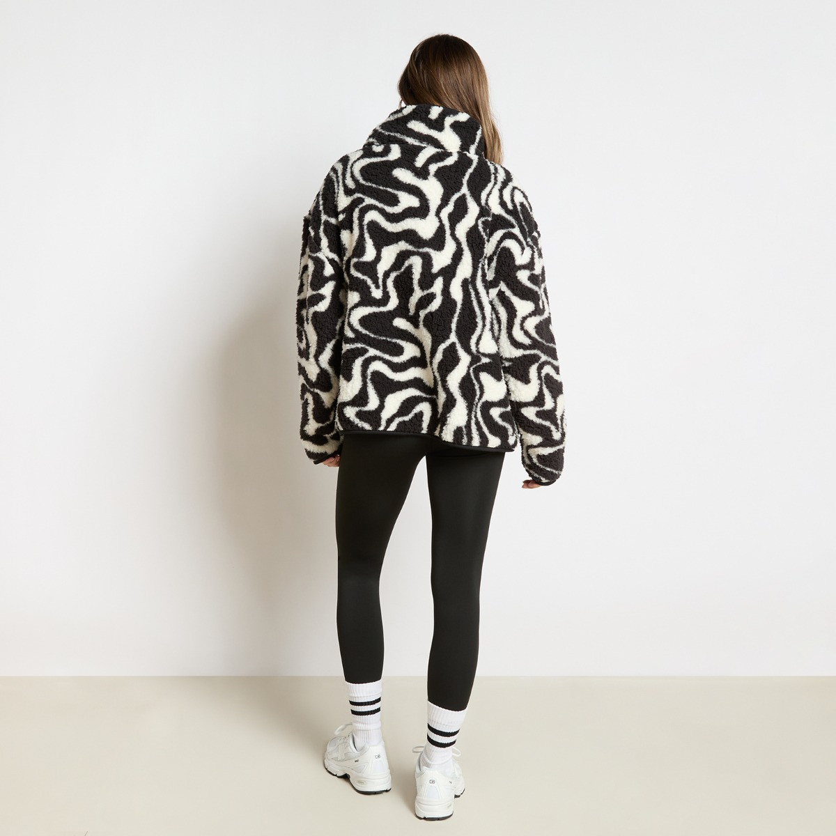 OHS Teddy Swirl Print Half Zip Fleece, Monochrome - Large/Extra Large>