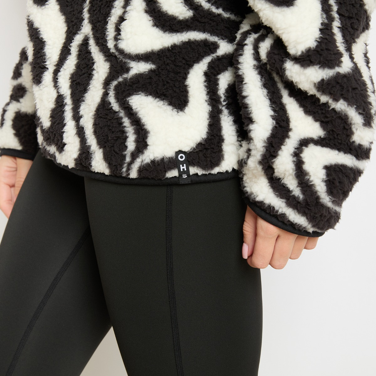 OHS Teddy Swirl Print Half Zip Fleece - Monochrome>