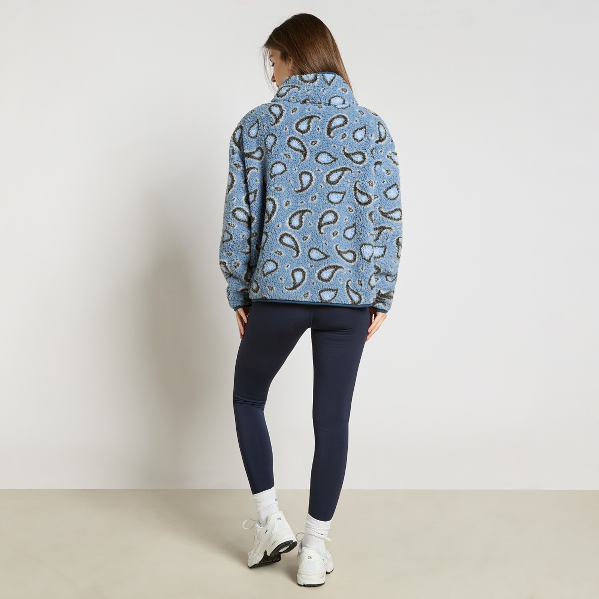 OHS Teddy Paisley Print Half Zip Fleece - Blue>