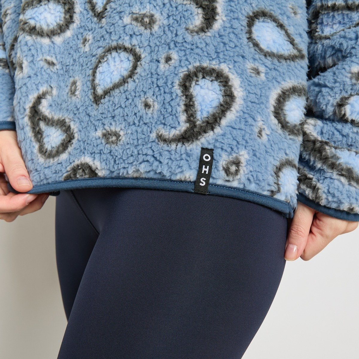 OHS Teddy Paisley Print Half Zip Fleece - Blue>