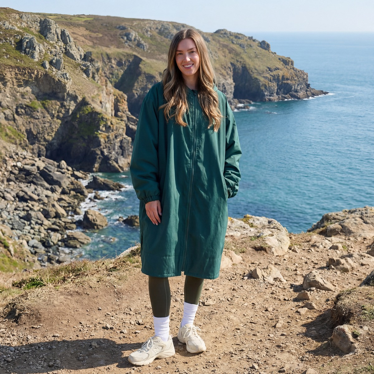 OHS Adults Water Resistant Sherpa Drying Robe - Forest Green>