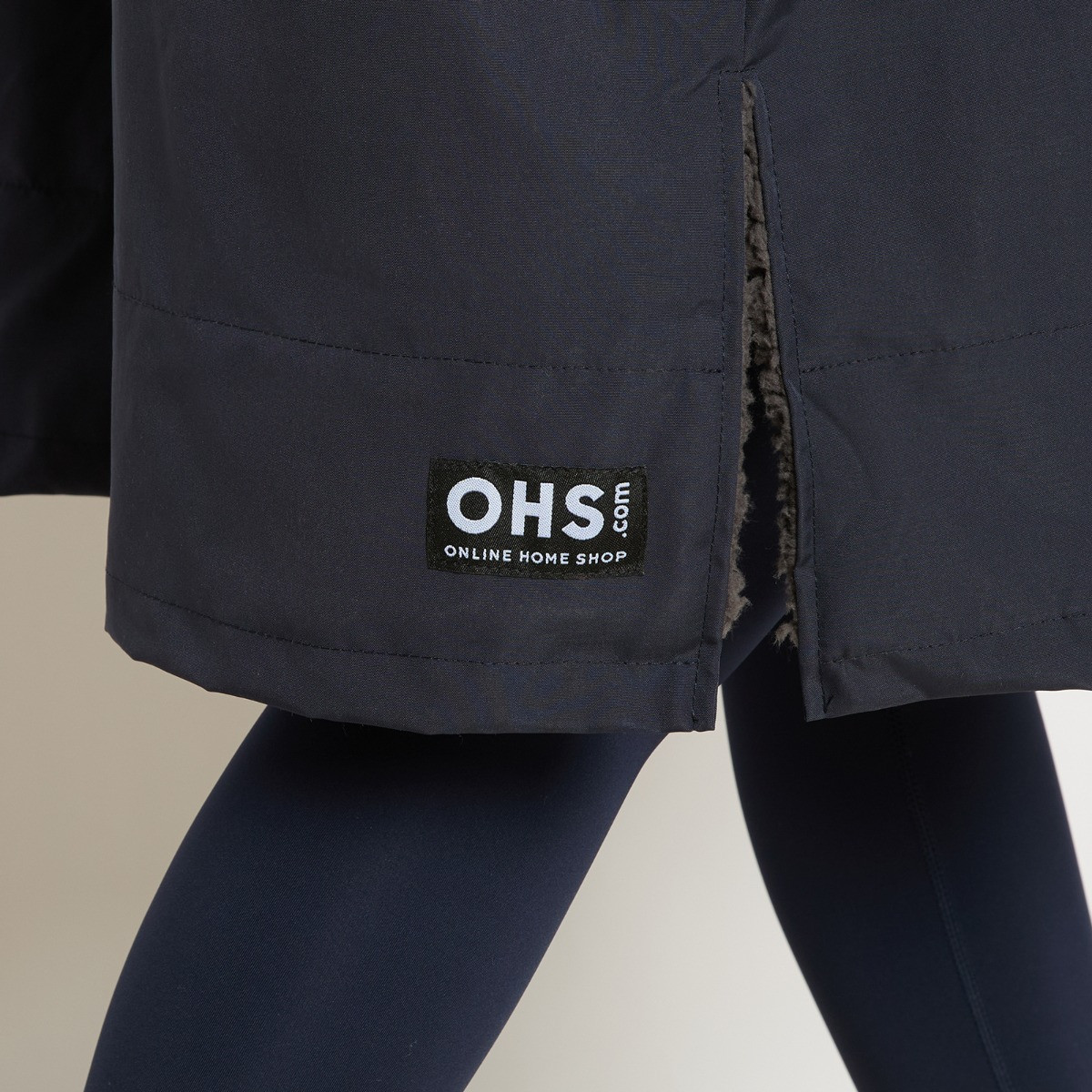OHS Adults Water Resistant Sherpa Drying Robe - Navy Blue>