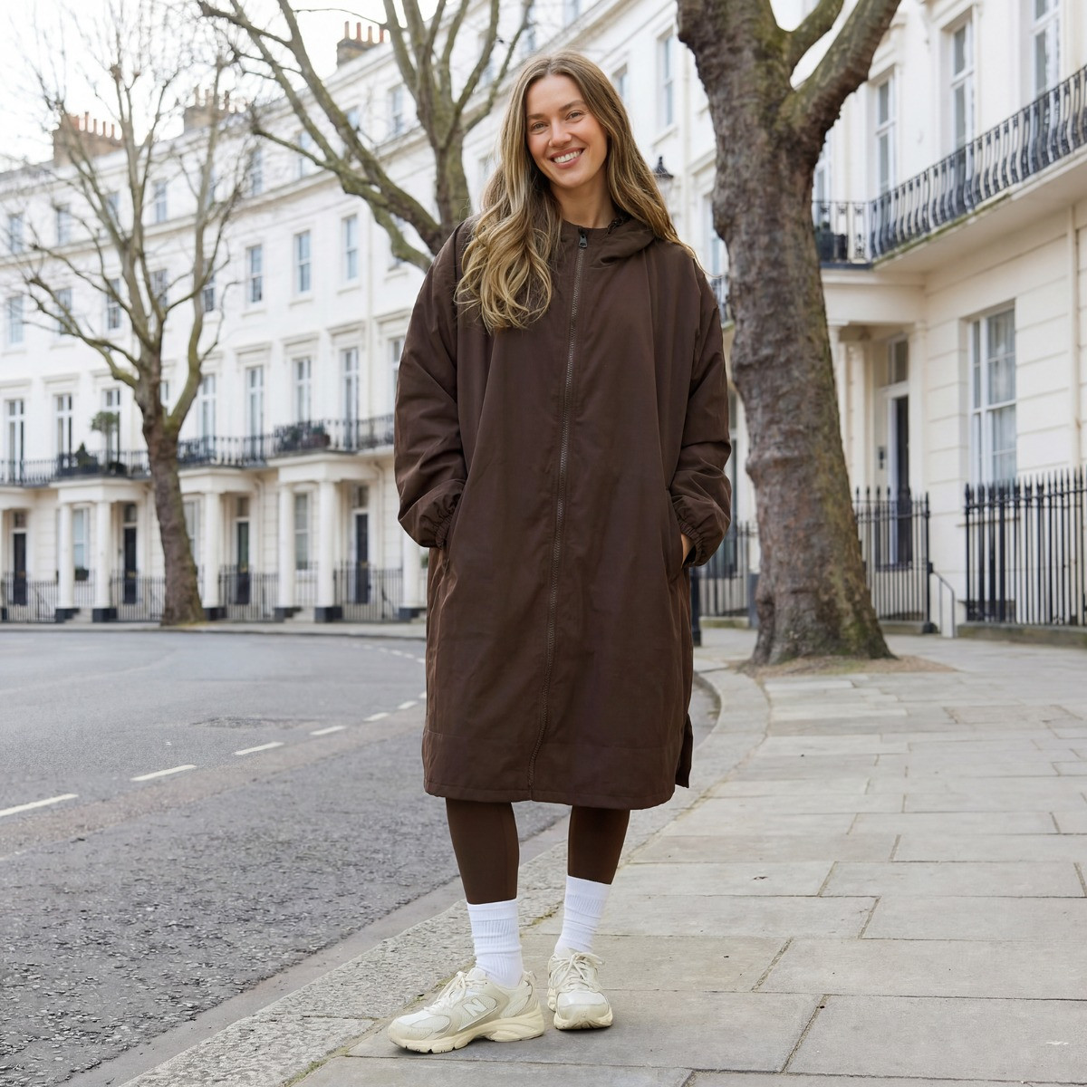 OHS Adults Water Resistant Sherpa Drying Robe - Dark Brown>
