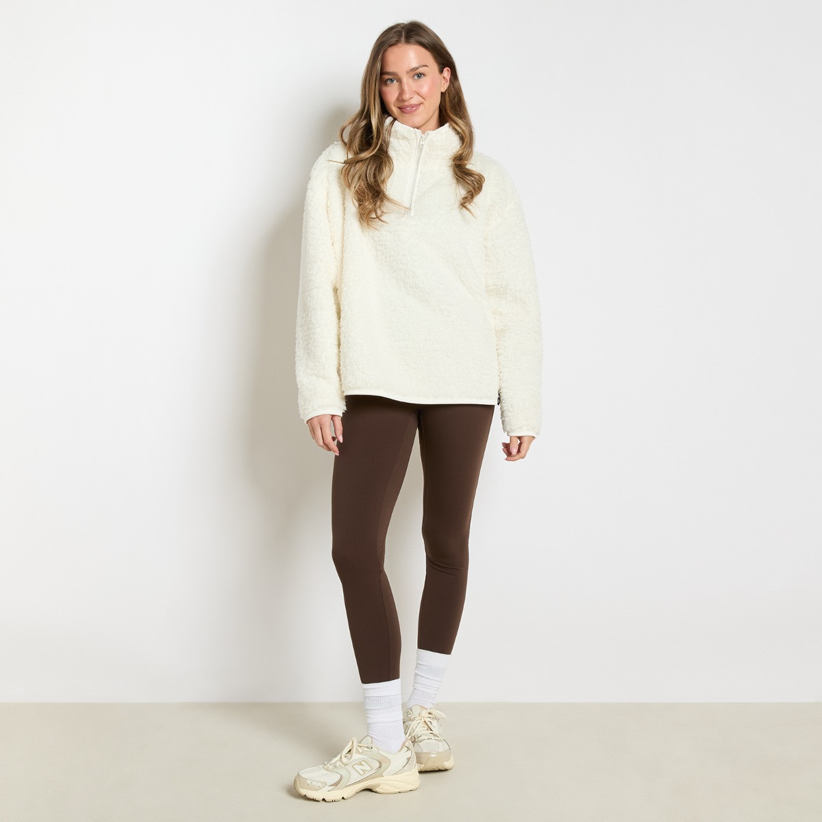 OHS Teddy Half Zip Fleece, Cream - Small/Medium>