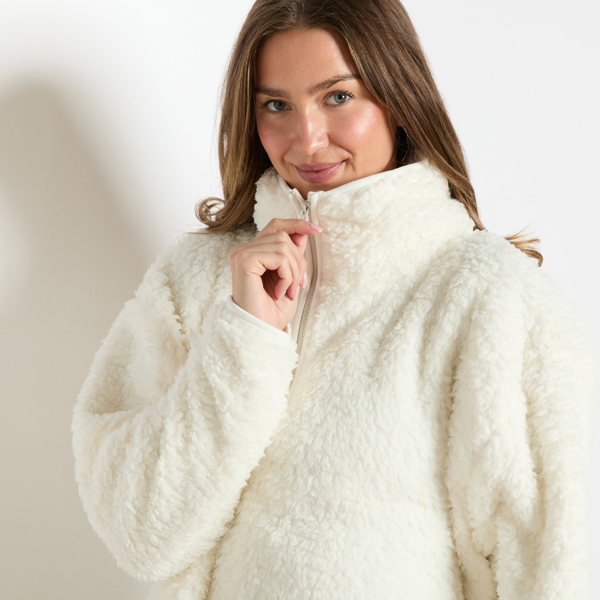 OHS Teddy Half Zip Fleece, Cream - Large/Extra Large>