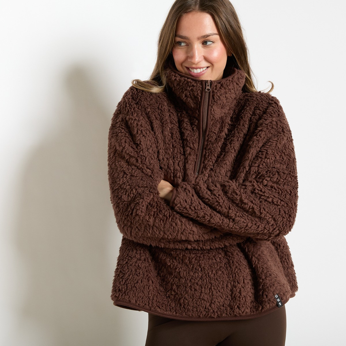 OHS Teddy Half Zip Fleece - Brown>