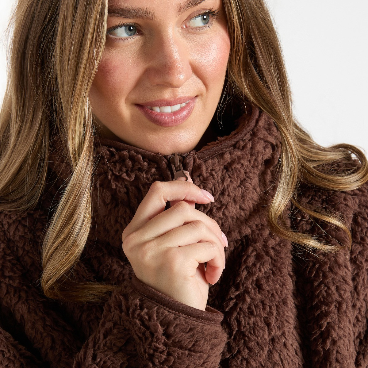 OHS Teddy Half Zip Fleece - Brown>