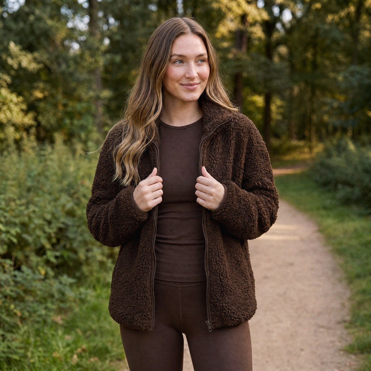 OHS Teddy Full Zip Fleece - Brown>