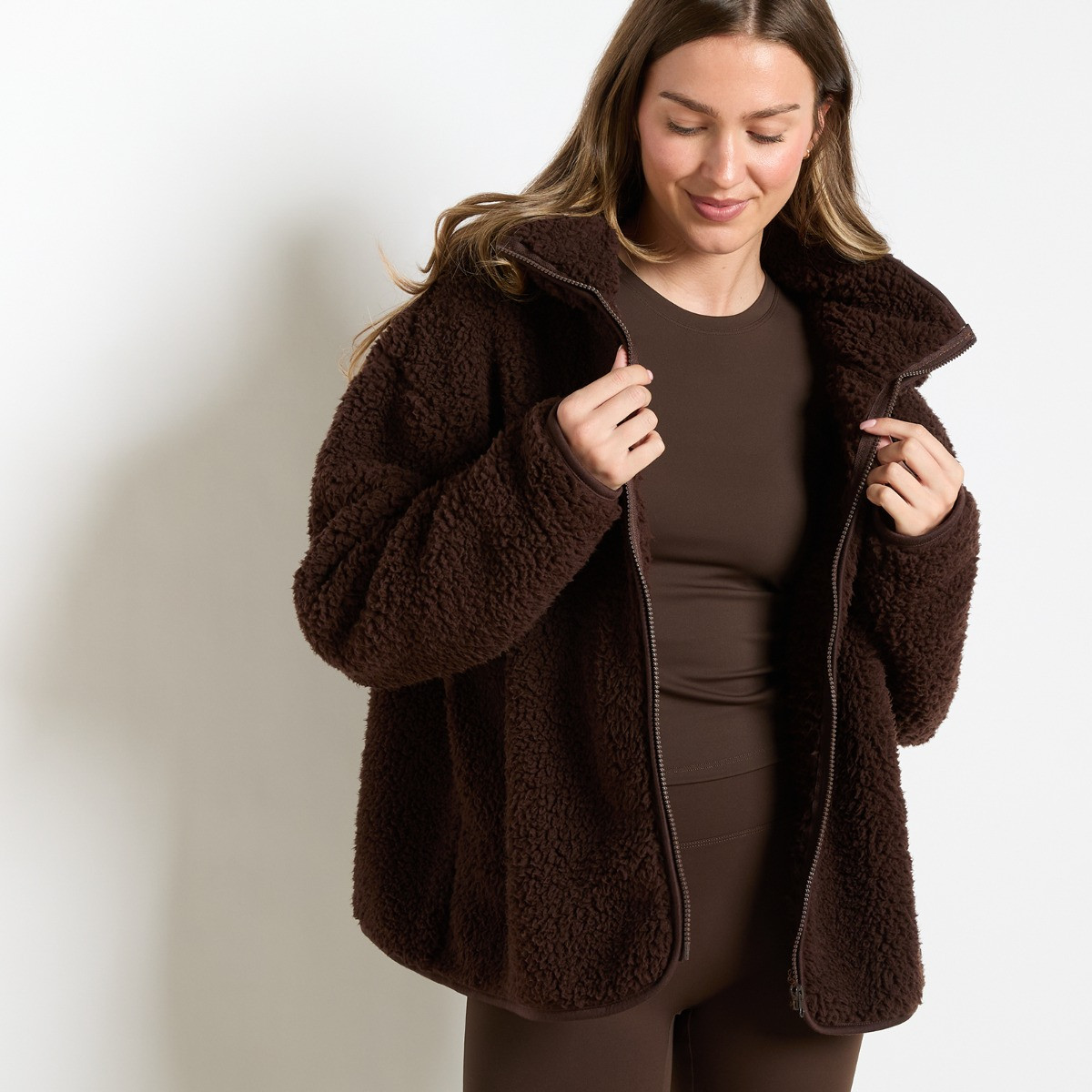 OHS Teddy Full Zip Fleece - Brown>