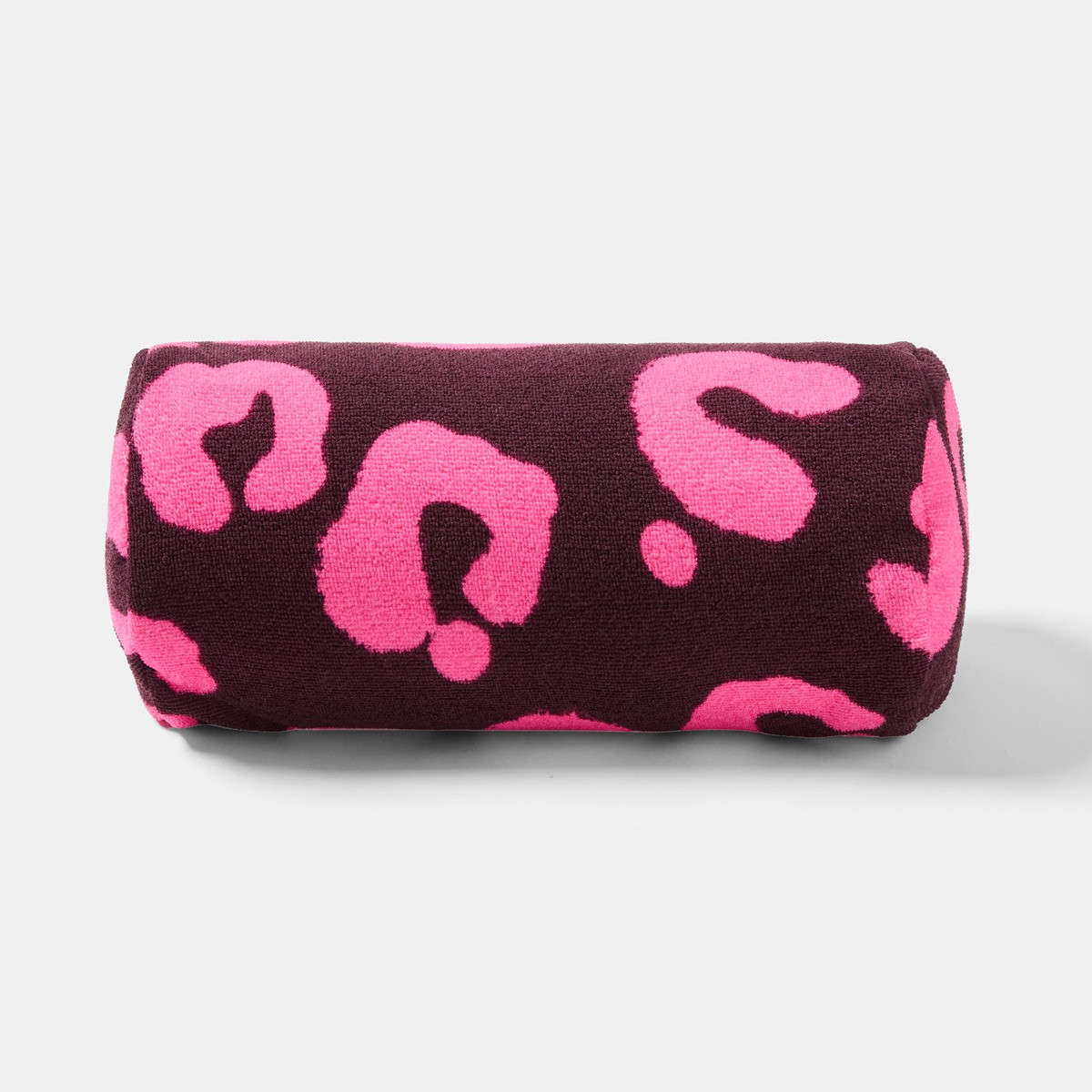 OHS Abstract Leopard Print Inflatable Beach Bolster - Burgundy/Hot Pink>