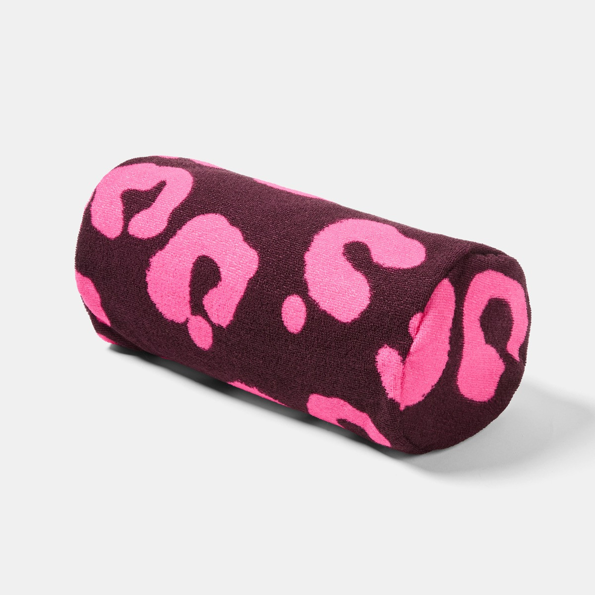 OHS Abstract Leopard Print Inflatable Beach Bolster - Burgundy/Hot Pink>