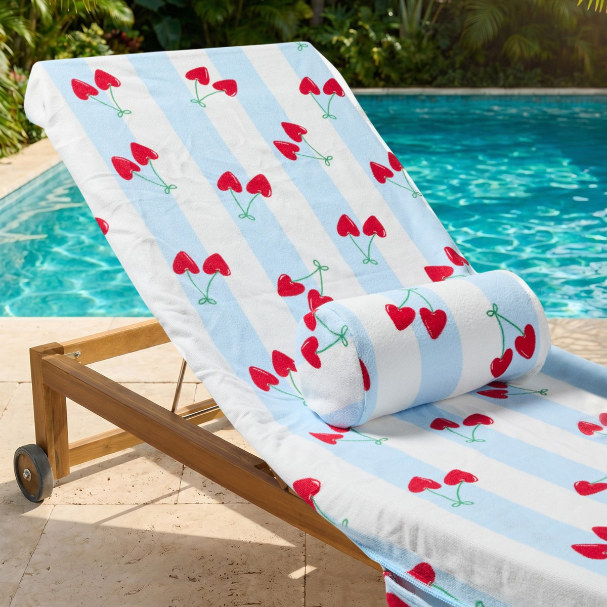 OHS Heart Cherries Inflatable Beach Bolster - Blue/White>