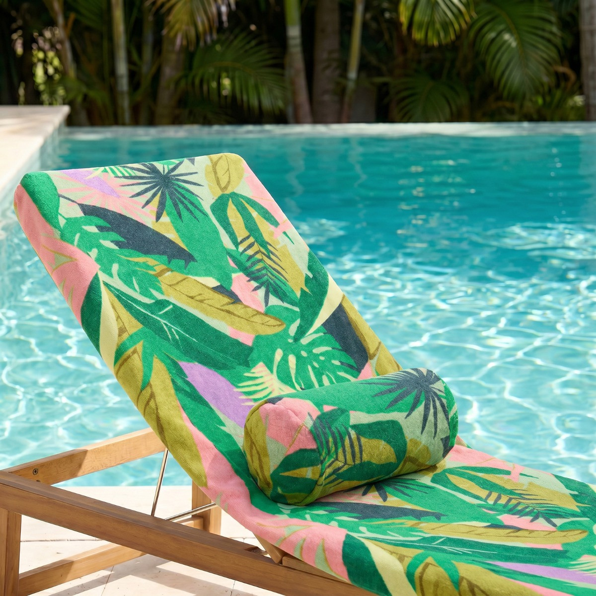 OHS Palm Print Inflatable Beach Bolster - Green>