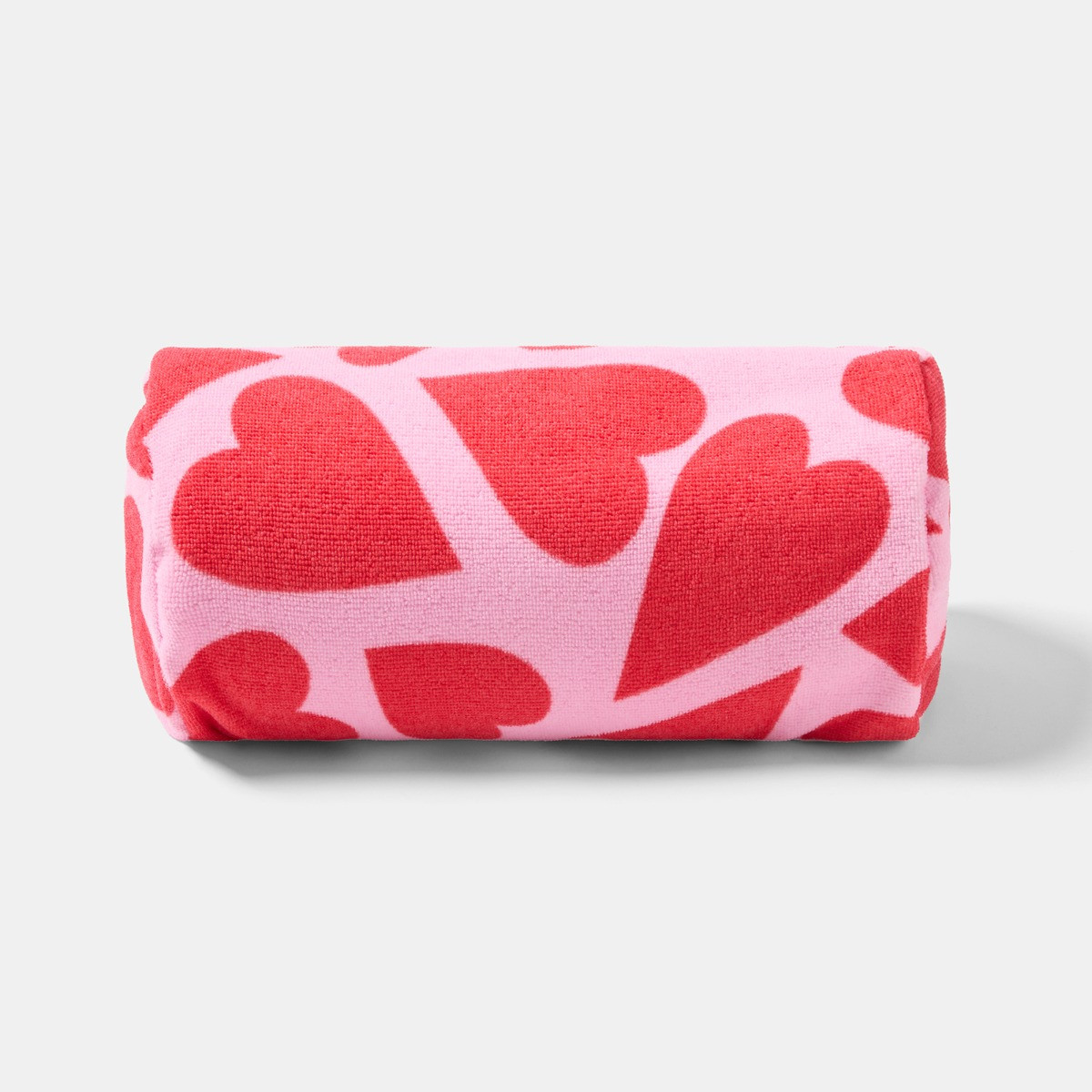 OHS Heart Print Inflatable Beach Bolster - Pink/Red>