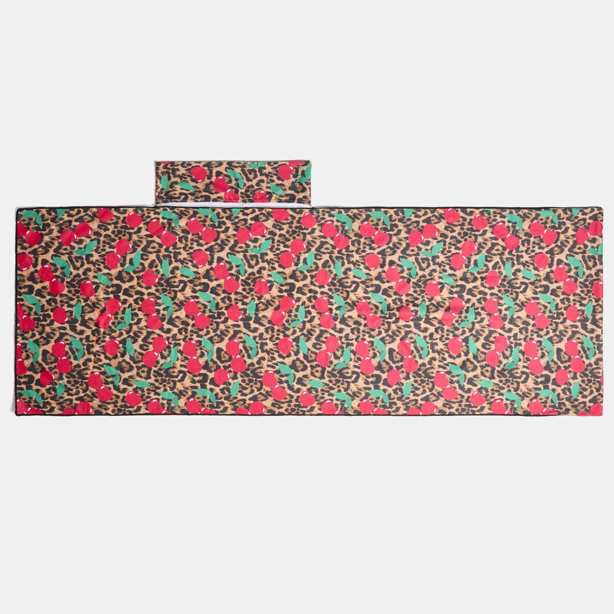 OHS Cherry Leopard Print Beach Towel in a Bag - Natural>