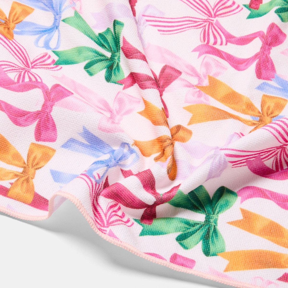 OHS Multi Bow Print Beach Towel in a Bag - Pink>