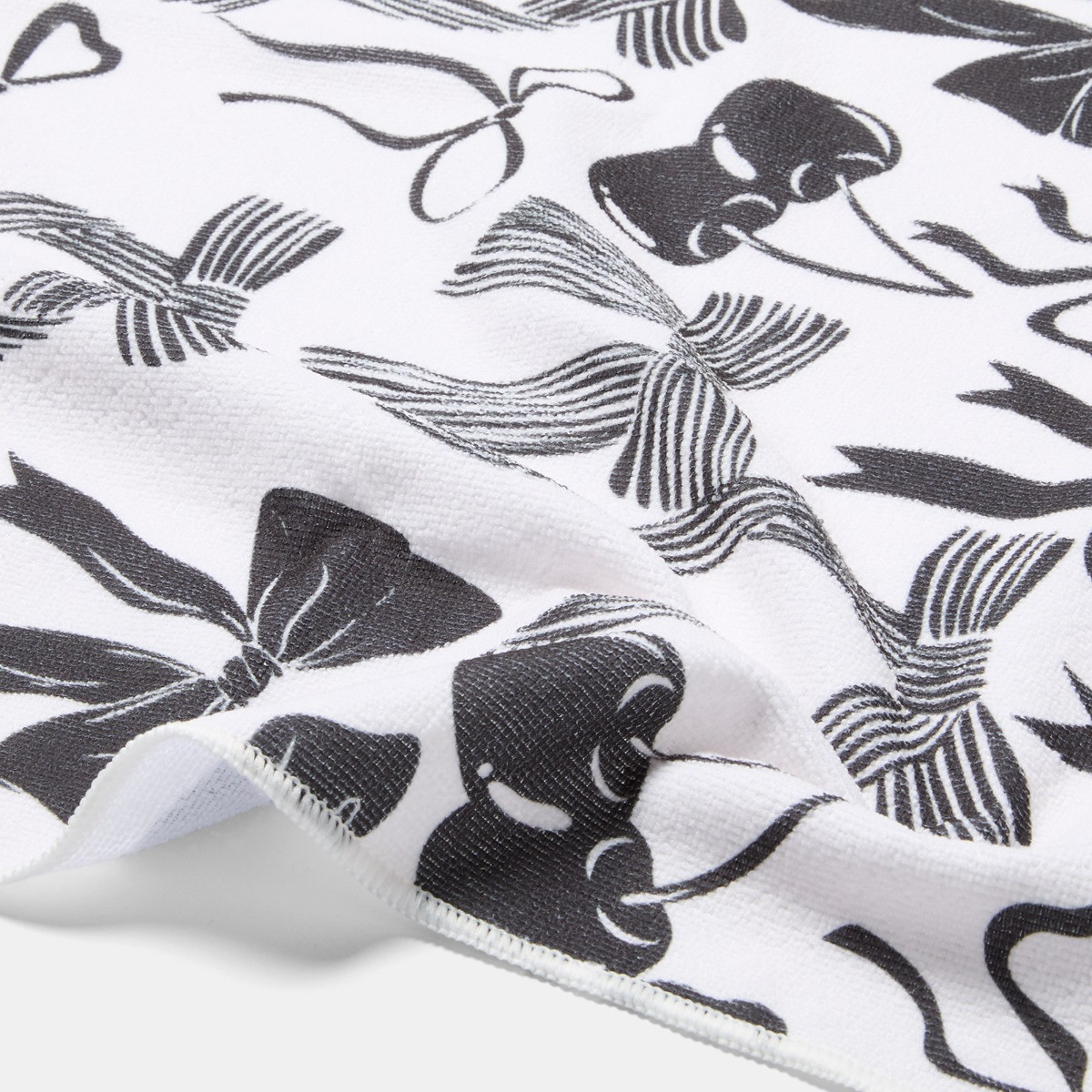 OHS Cherry Bow Print Beach Towel in a Bag - Monochrome>