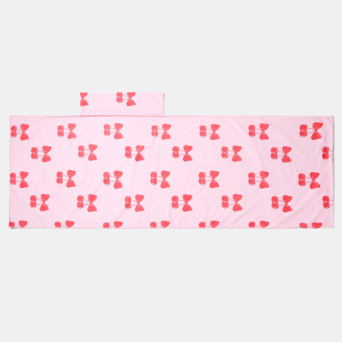 OHS Cherry Bow Print Beach Towel in a Bag - Pink>