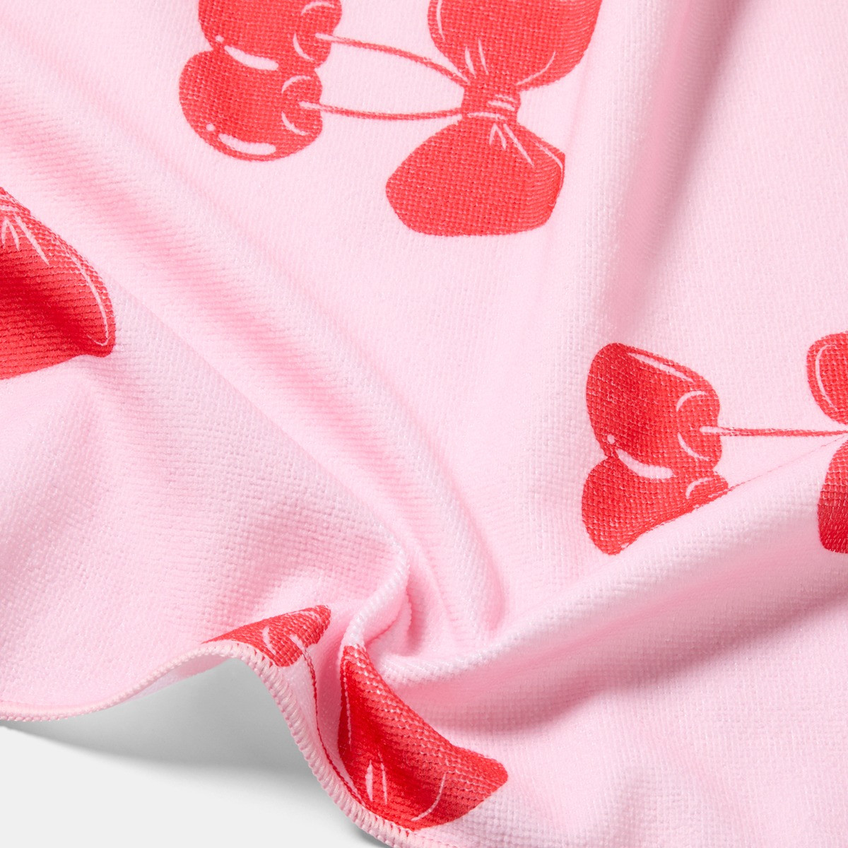 OHS Cherry Bow Print Beach Towel in a Bag - Pink>