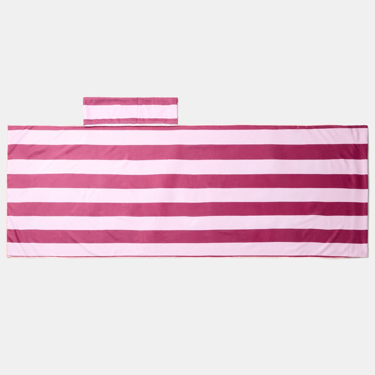 OHS Stripe Beach Towel in a Bag - Burgundy/Pink>