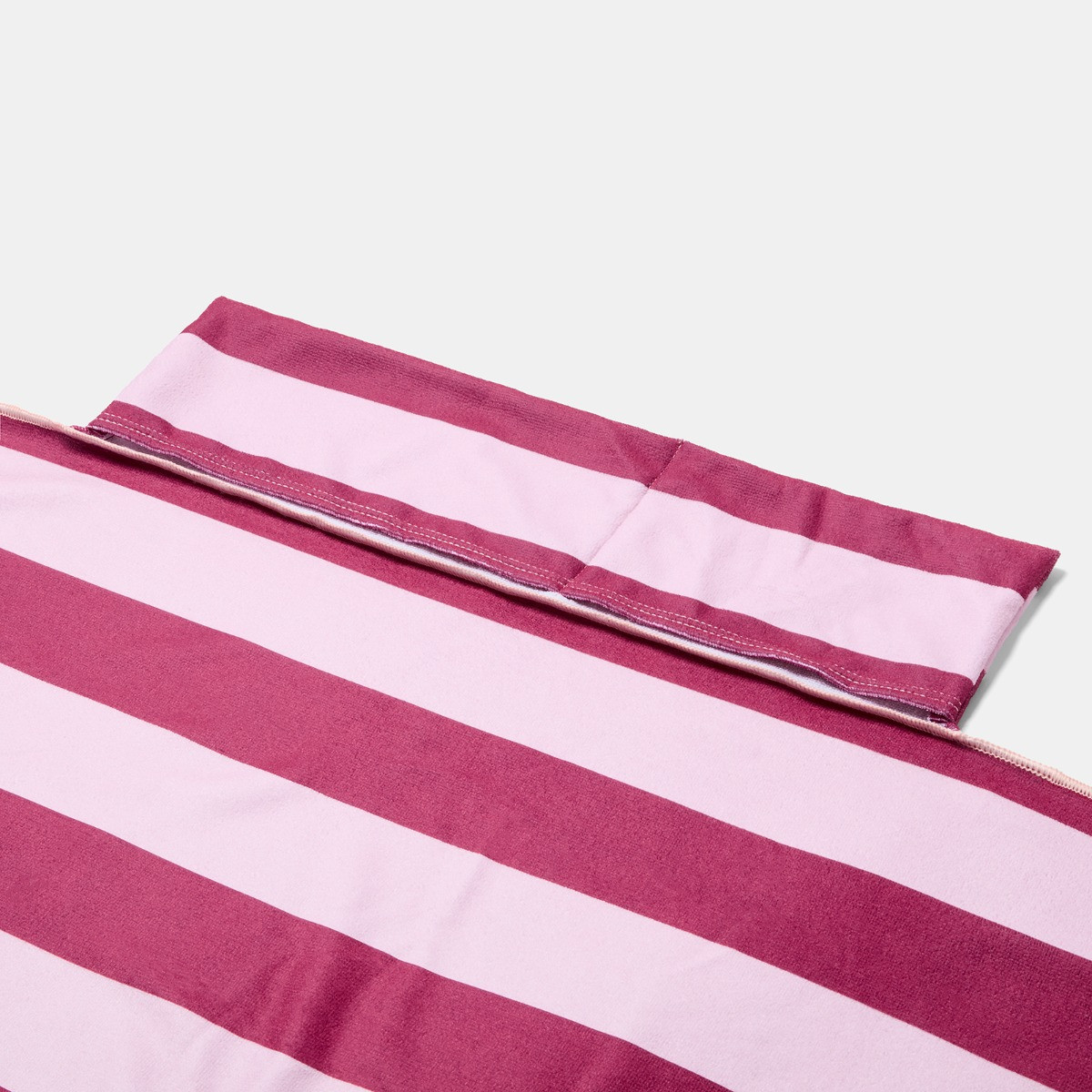OHS Stripe Beach Towel in a Bag - Burgundy/Pink>