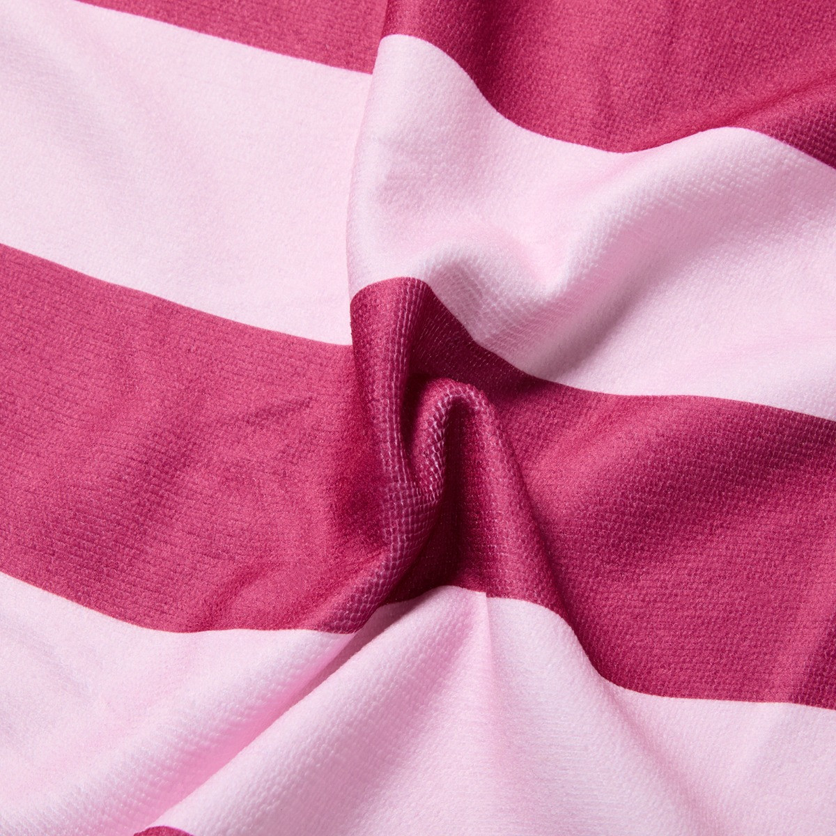 OHS Stripe Beach Towel in a Bag - Burgundy/Pink>