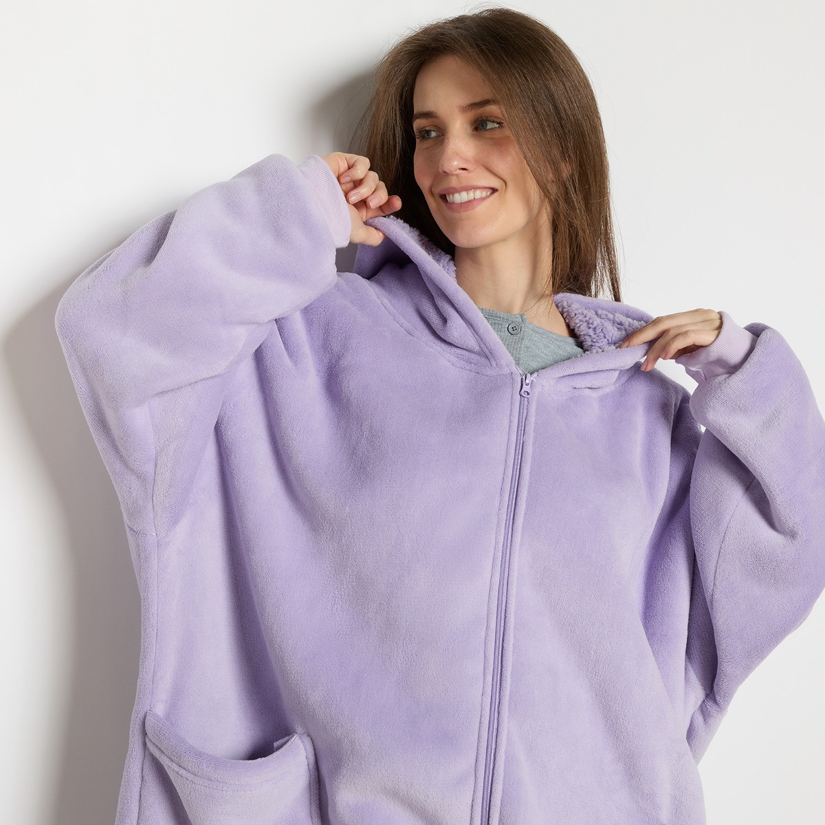 OHS Zipper Hoodie Blanket - Lilac>