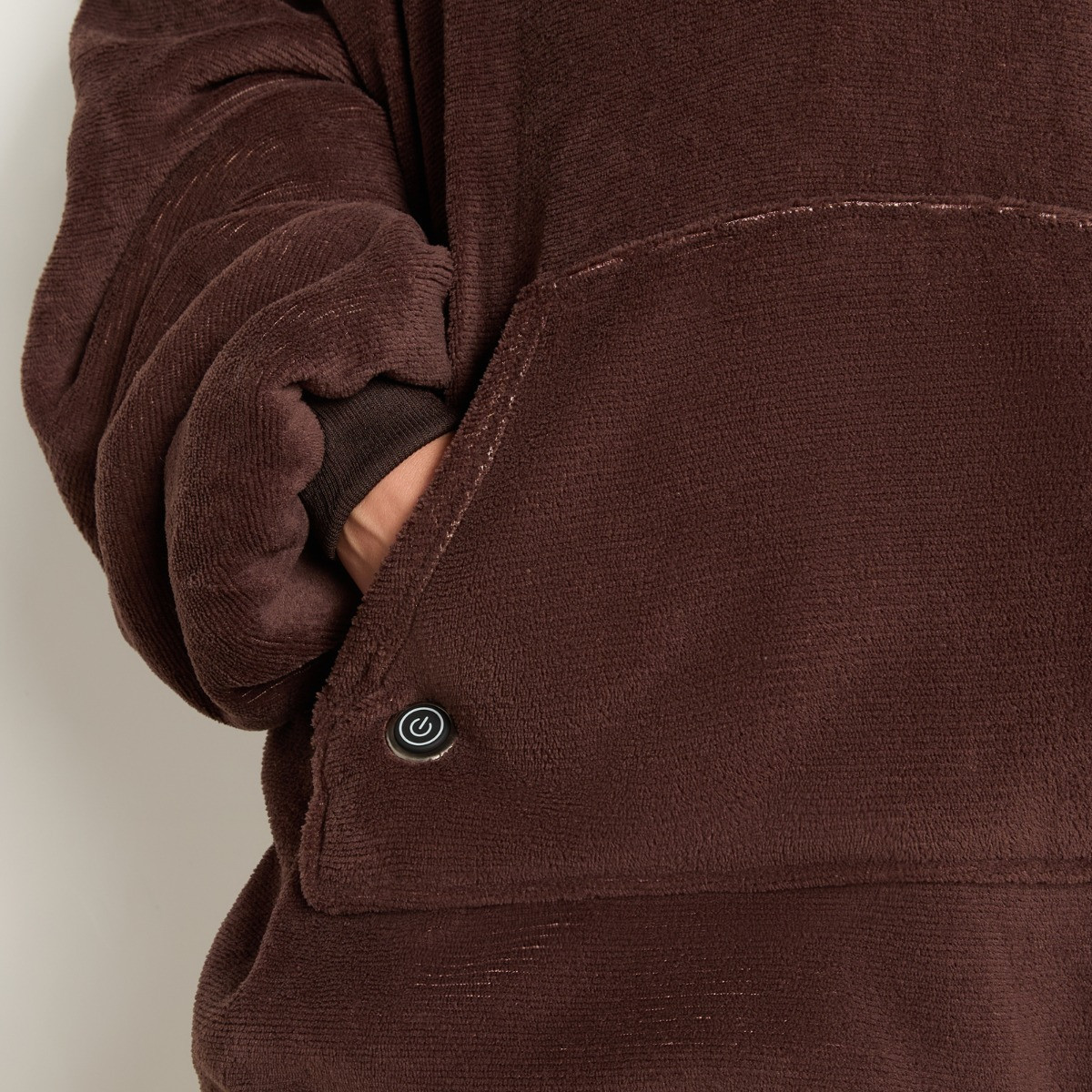 OHS Electric Heated Hoodie Blanket - Brown>