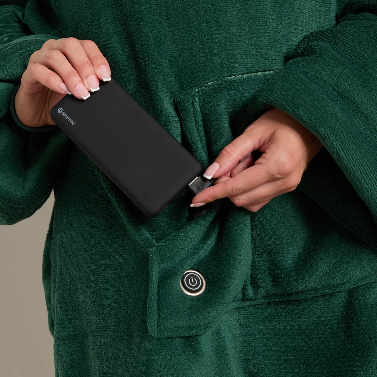 OHS Electric Heated Hoodie Blanket - Forest Green>