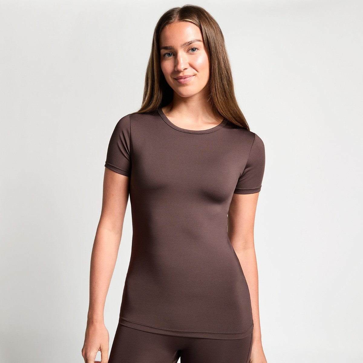 OHS Active Sculpt Crew Neck Fitted Short Sleeve T-Shirt - Brown>