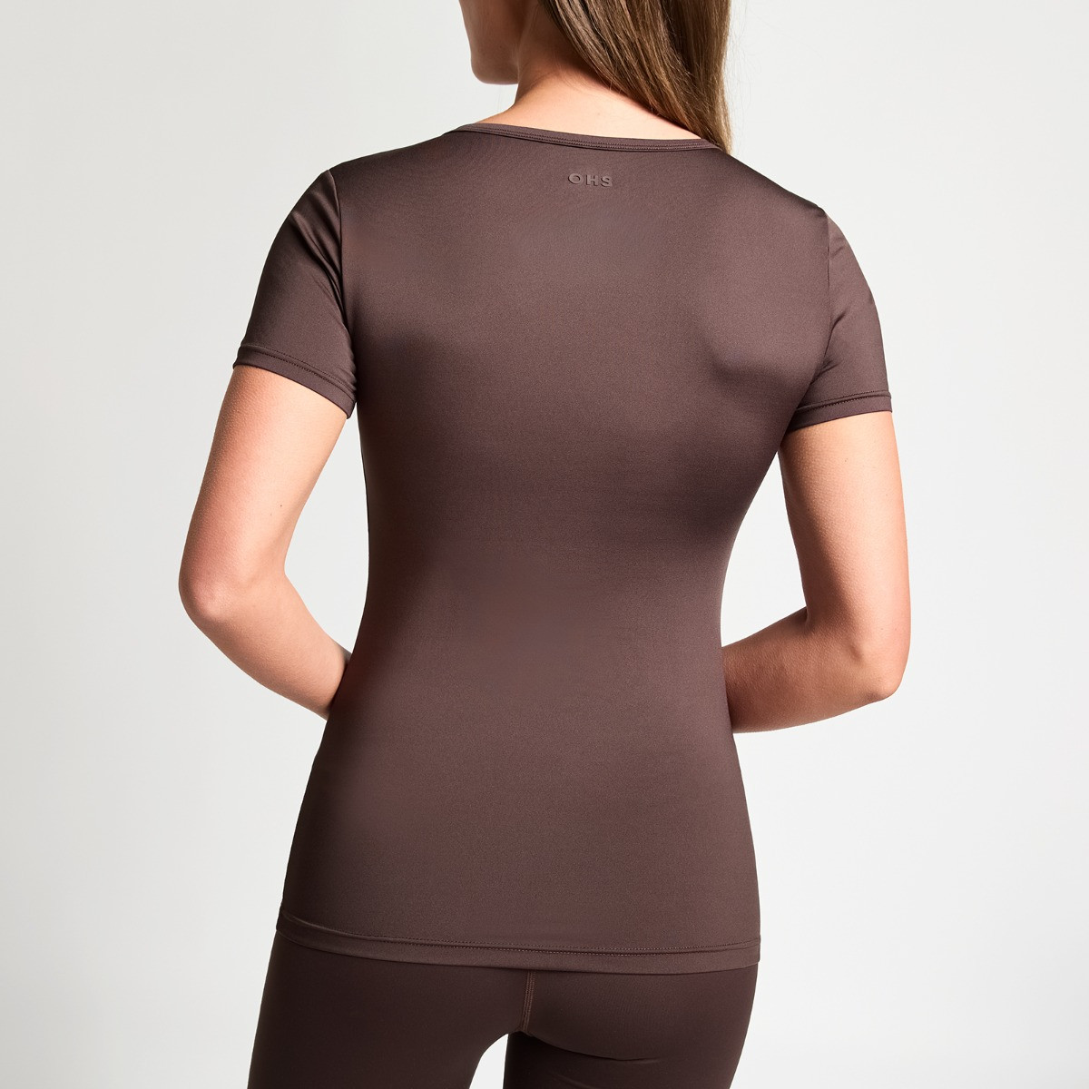 OHS Active Sculpt Crew Neck Fitted Short Sleeve T-Shirt - Brown>