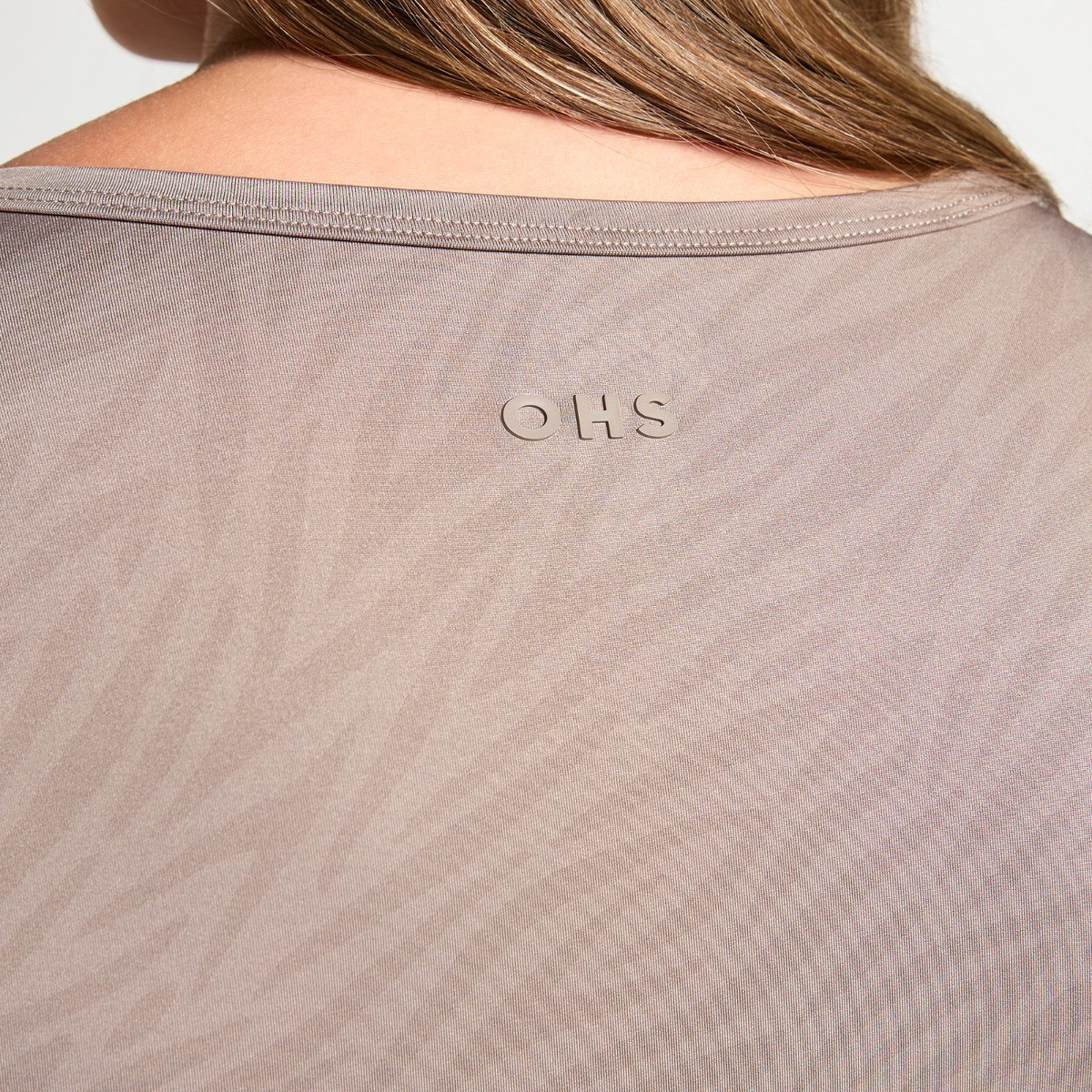 OHS Active Sculpt Crew Neck Fitted Short Sleeve T-Shirt - Beige Zebra>