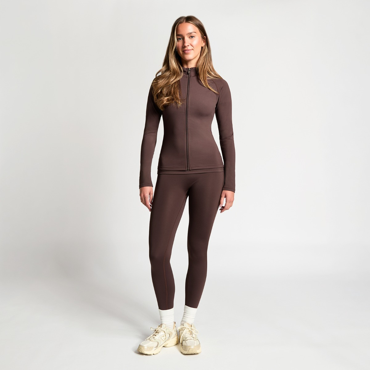 OHS Active Sculpt Full Zip Long Sleeve Jacket - Brown>