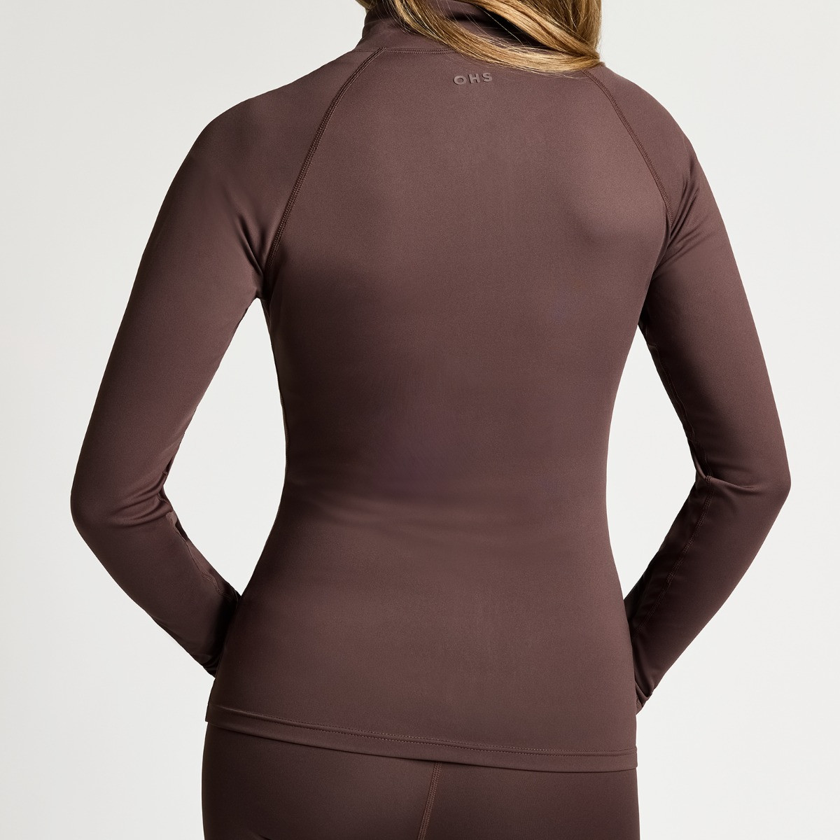 OHS Active Sculpt Full Zip Long Sleeve Jacket - Brown>