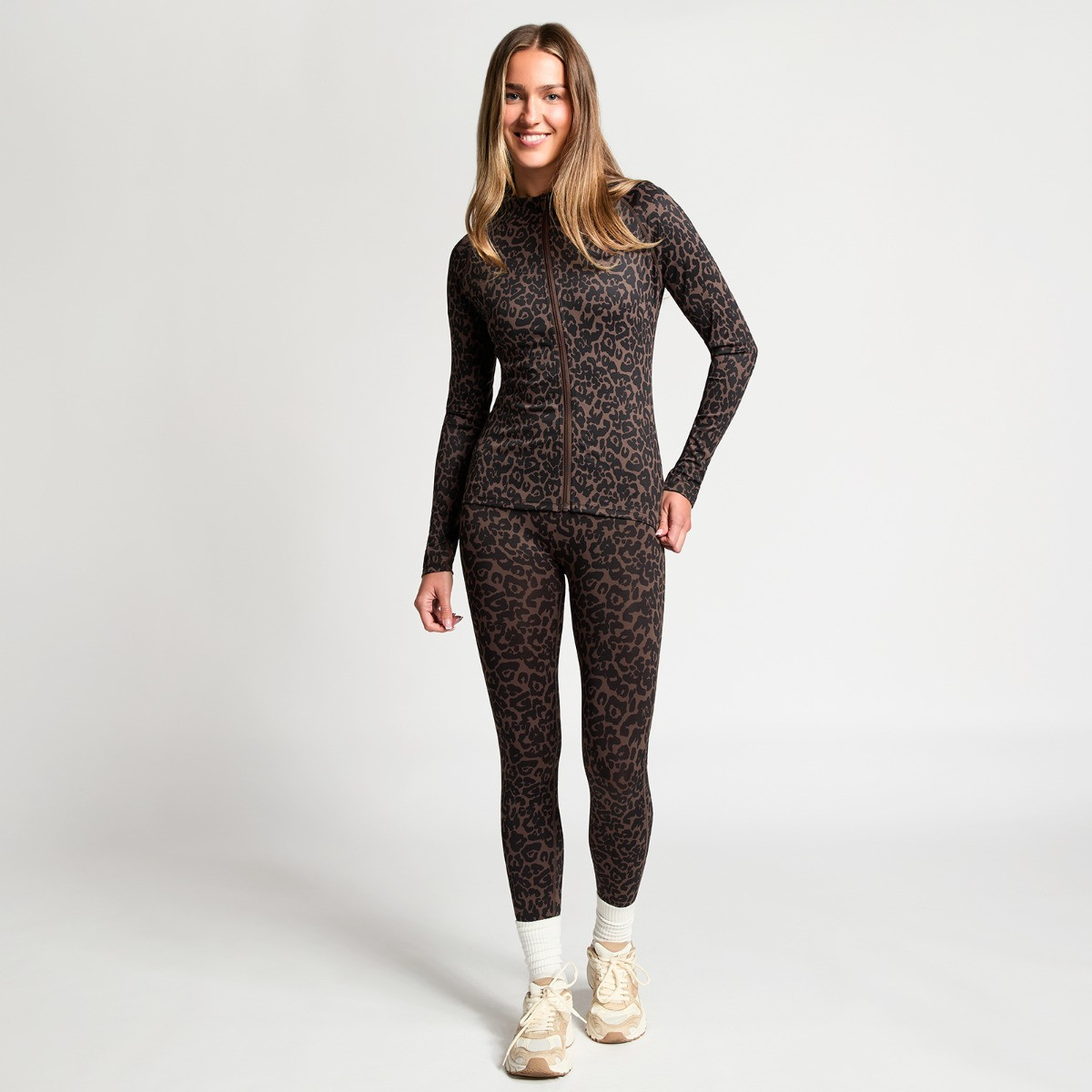 OHS Active Sculpt Full Zip Long Jacket - Dark Leopard>