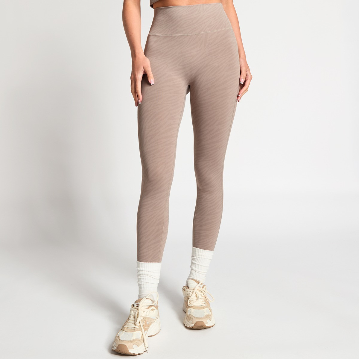 OHS Active Sculpt High Waisted Full Length Leggings - Beige Zebra>