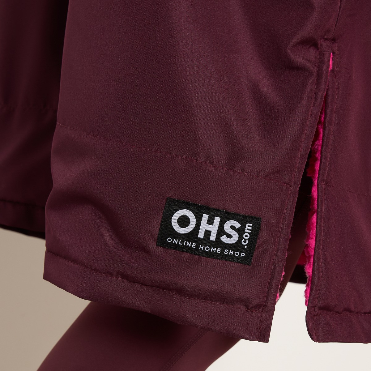 OHS Adults Water Resistant Sherpa Drying Robe - Plum>