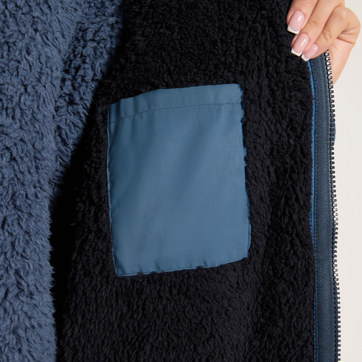 OHS Adults Water Resistant Sherpa Drying Robe - Slate Blue>