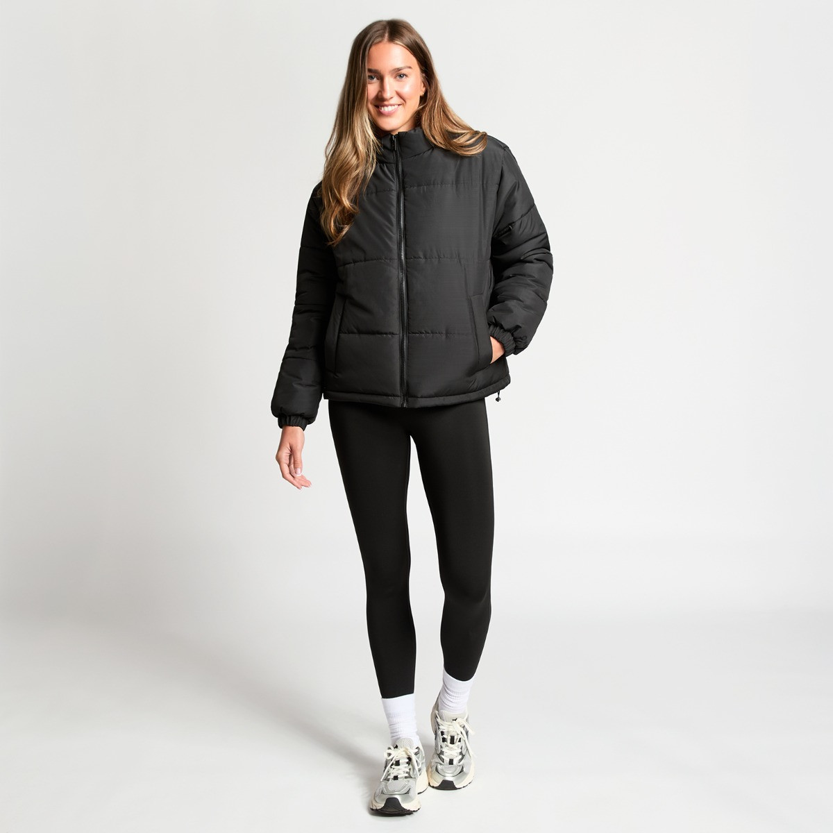 OHS Basic Funnel Neck Puffer Jacket - Black>