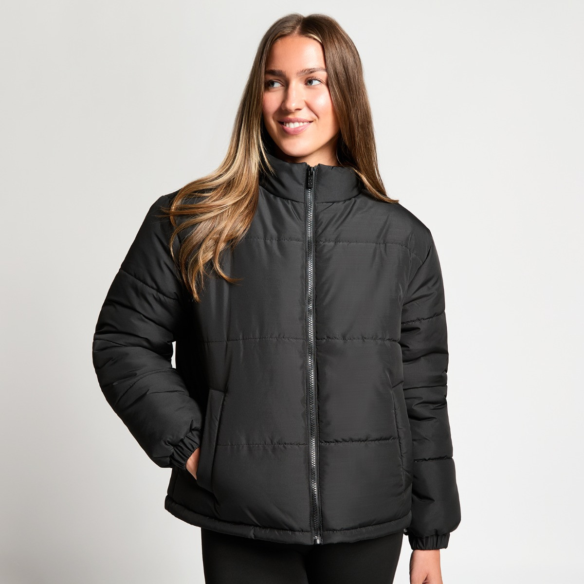 OHS Basic Funnel Neck Puffer Jacket - Black>