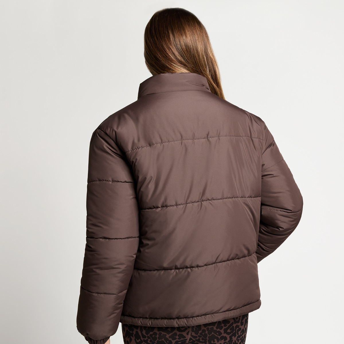 OHS Basic Funnel Neck Puffer Jacket - Brown>