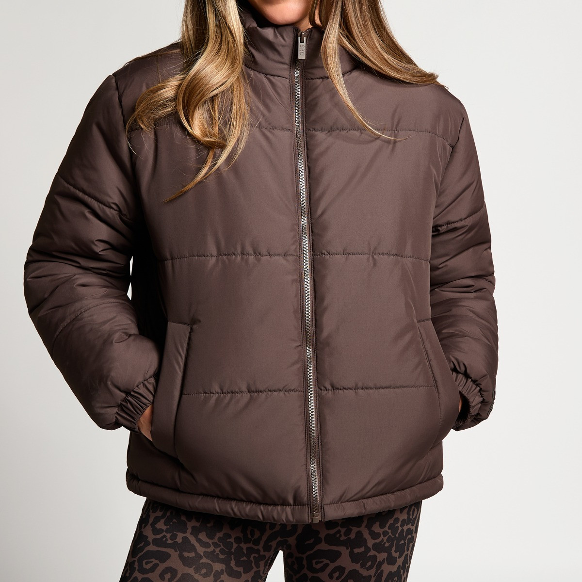 OHS Basic Funnel Neck Puffer Jacket - Brown>