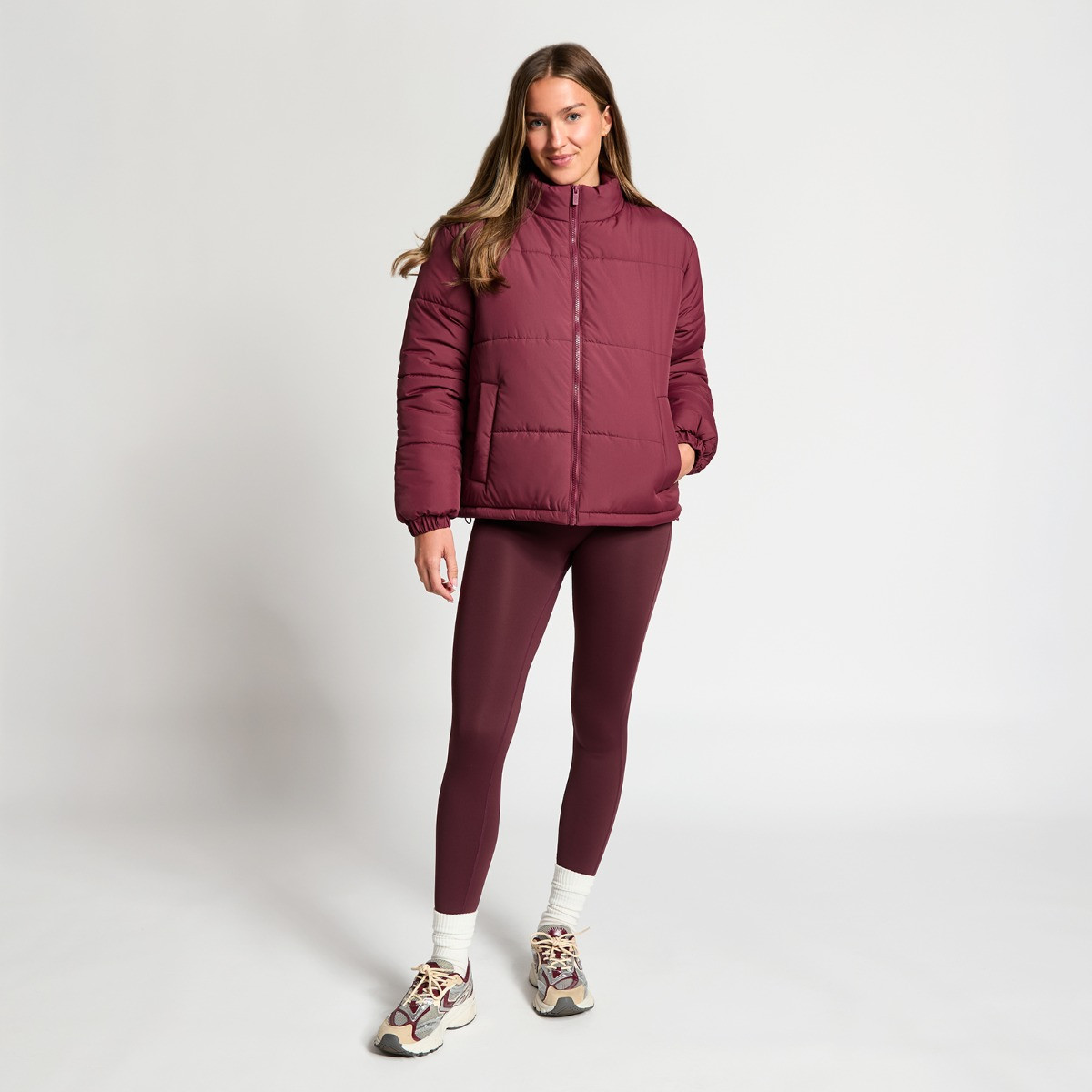 OHS Basic Funnel Neck Puffer Jacket - Burgundy>