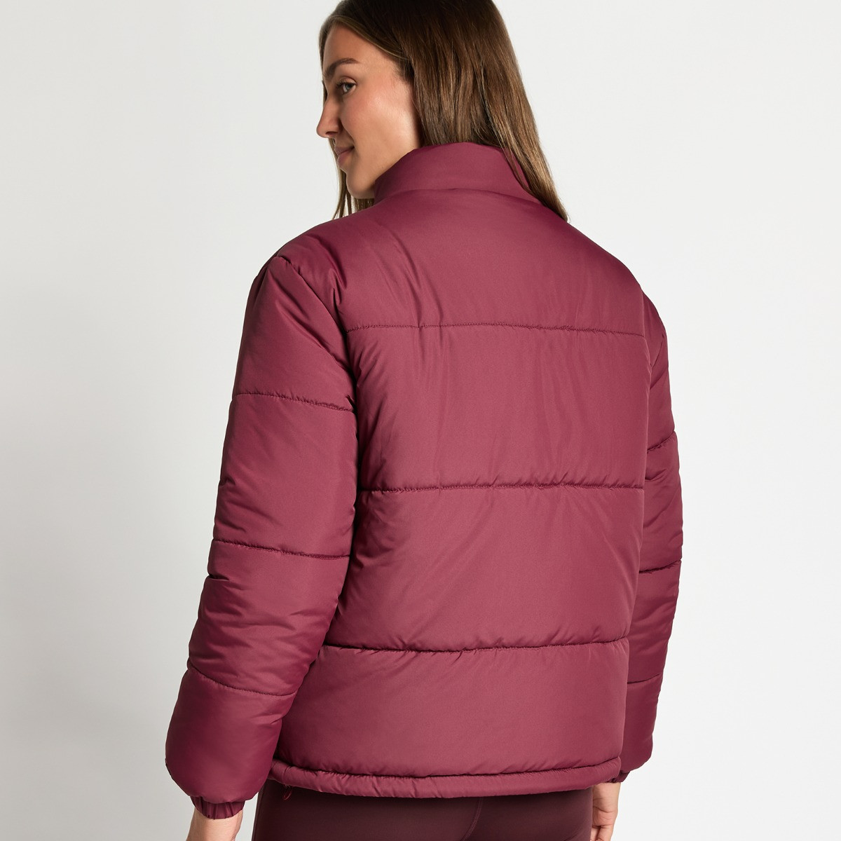 OHS Basic Funnel Neck Puffer Jacket - Burgundy>
