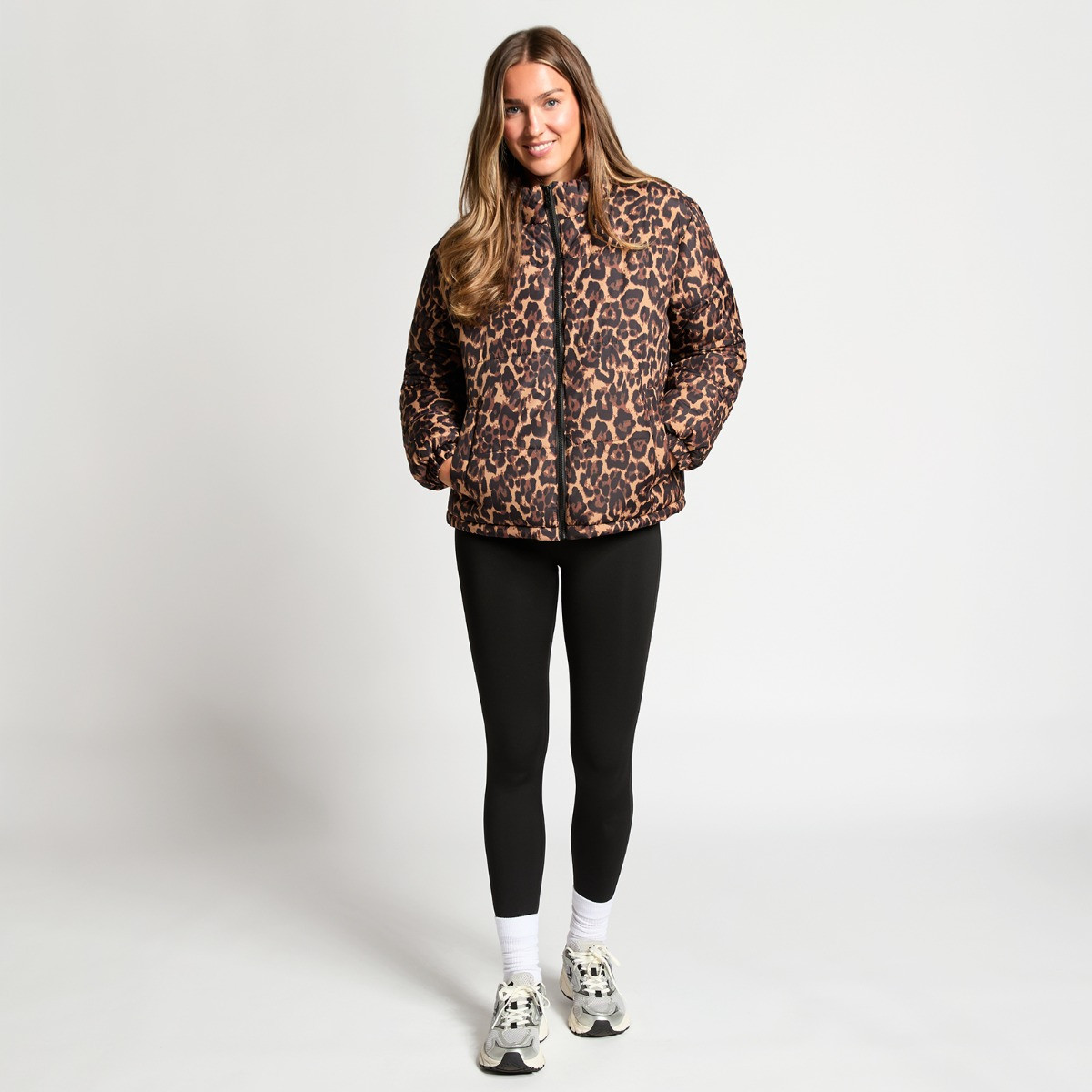 OHS Basic Funnel Neck Puffer Jacket - Natural Leopard>