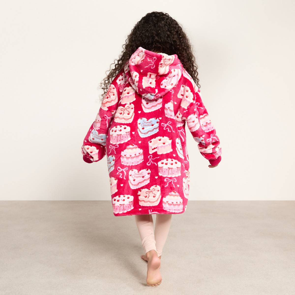 OHS Supersoft Kids Cake Bow Print Hoodie Blanket - Pink>