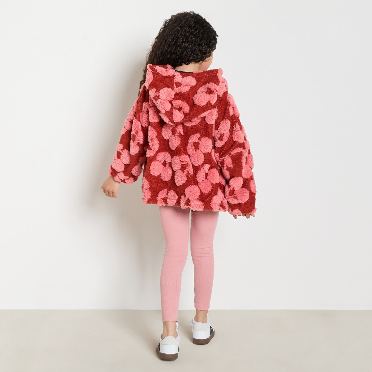 OHS Kids Tufted Cherry Teddy Fleece Cropped Hoodie - Red>