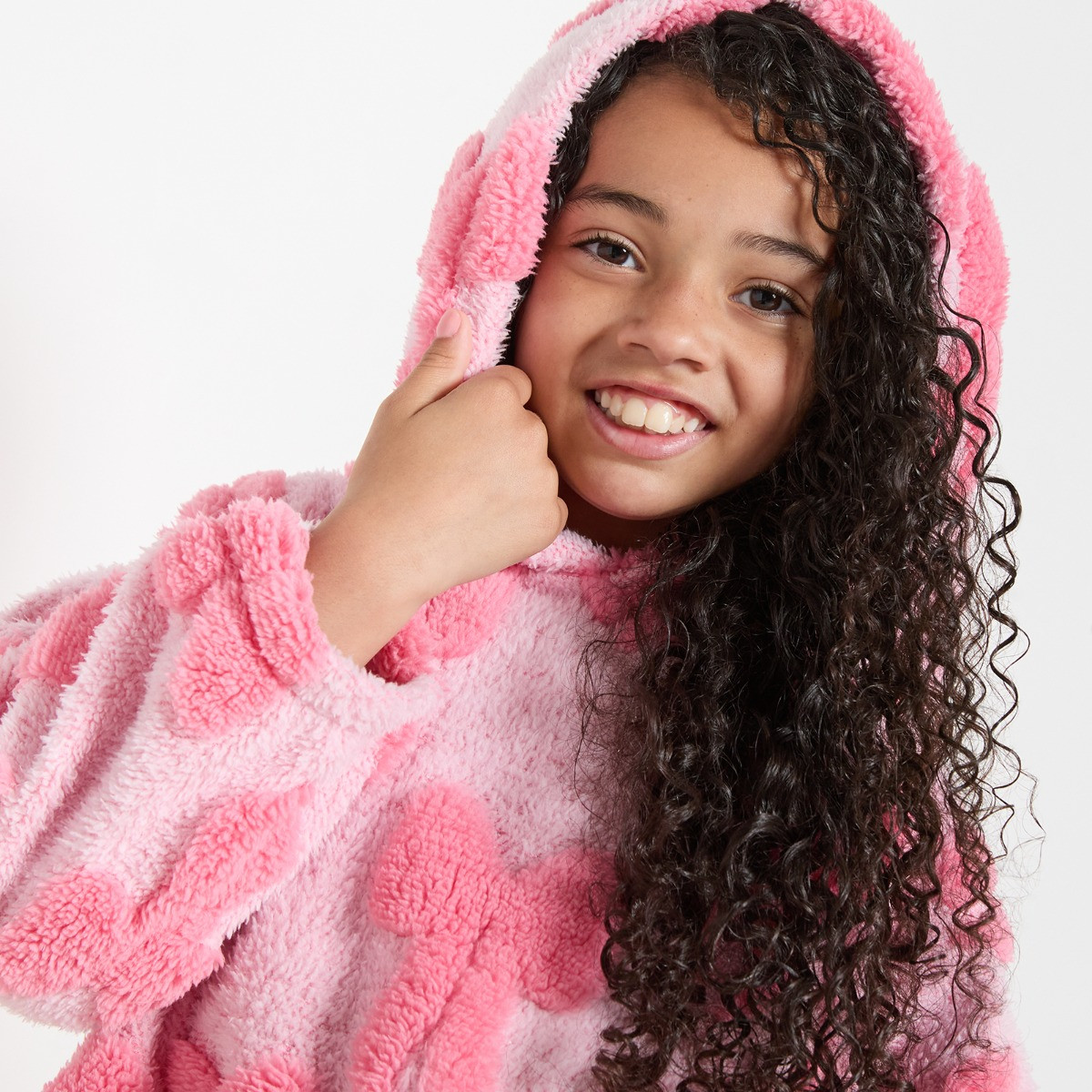 OHS Kids Tufted Bows Teddy Fleece Cropped Hoodie - Pink>