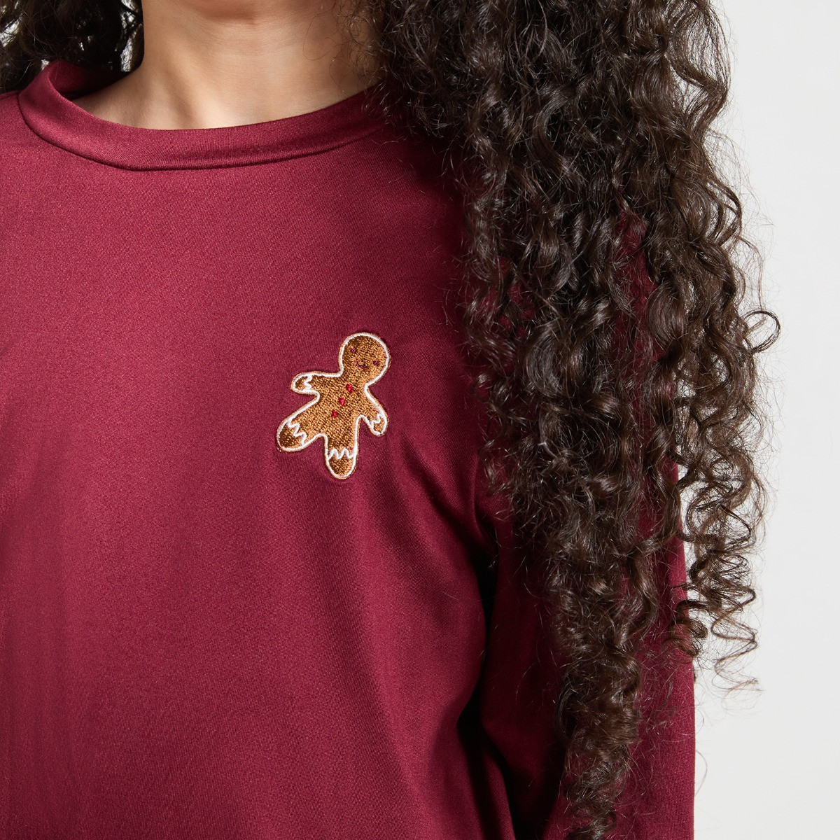 OHS Kids Christmas Gingerbread Pyjama Set - Burgundy>